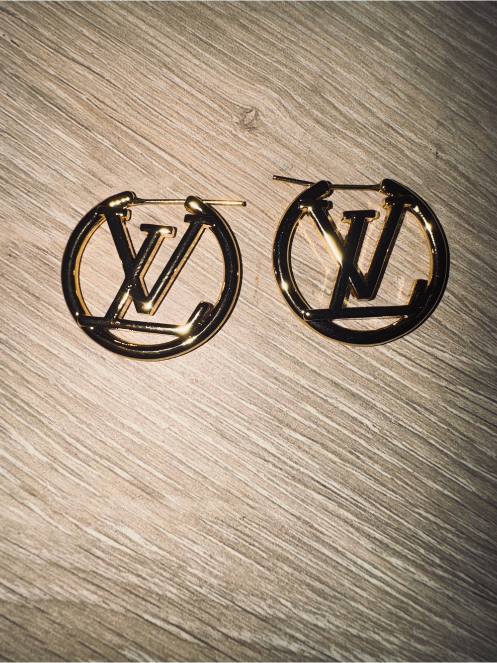 Louis Vuitton Gold LV Circle Logo Hoop Earrings - Women Jewelry